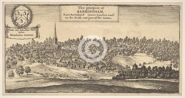 The Prospect of Bermingham, from Ravenshurst (neere London-road) on the South-east part..., 1625-77. Creator: Wenceslaus Hollar.