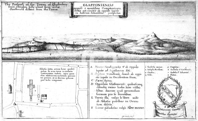 'The Prospect of the Towne of Glastonbury', late 17th century. Artist: Wenceslaus Hollar.