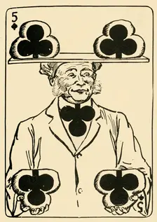"The Prosperous Baker" on the five of clubs 1910. Creator: A Hogg