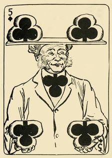 "The Prosperous Baker" on the five of clubs 1910. Creator: A Hogg