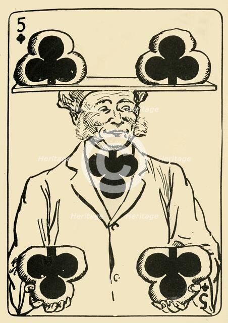 '"The Prosperous Baker" on the five of clubs', 1910.  Creator: A Hogg.