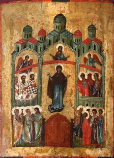 The Protection of the Mother of God (Pokrov), early 15th century. Creator: Russian icon