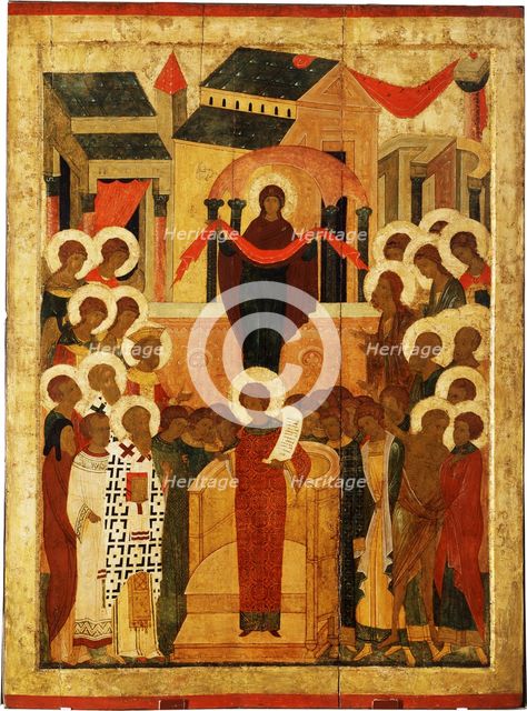 The Protection of the Mother of God (Pokrov), Second Half of the 15th cen.. Artist: Russian icon  