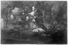 The proverbs or the Disparate, series of etchings...plate 18: Funeral disparate 1864. Creator: Goya y Lucientes, Francisco de (1746 - 1828)