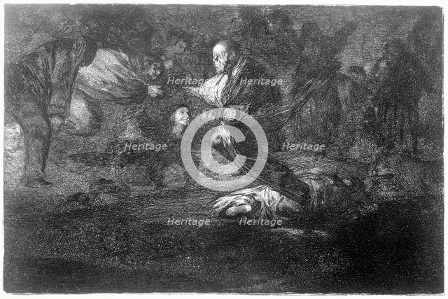 The proverbs or the Disparate, series of etchings...plate 18: 'Funeral disparate', 1864. Creator: Goya y Lucientes, Francisco de (1746 - 1828).