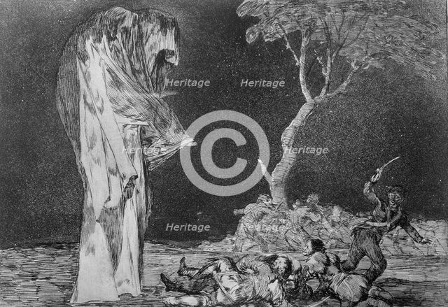 The Proverbs or The Follies, series of etchings by Francisco de Goya, plate 2: 'Disparate de mied…