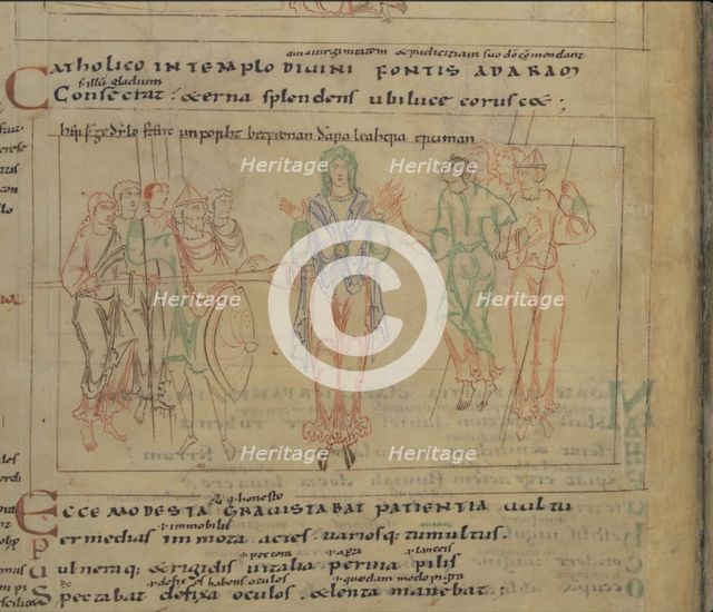 The Psychomachia by Prudentius, 11th century. Artist: Anonymous master  