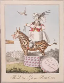 The Q-n's Ass in a Band-box 1821. Artist: Anon