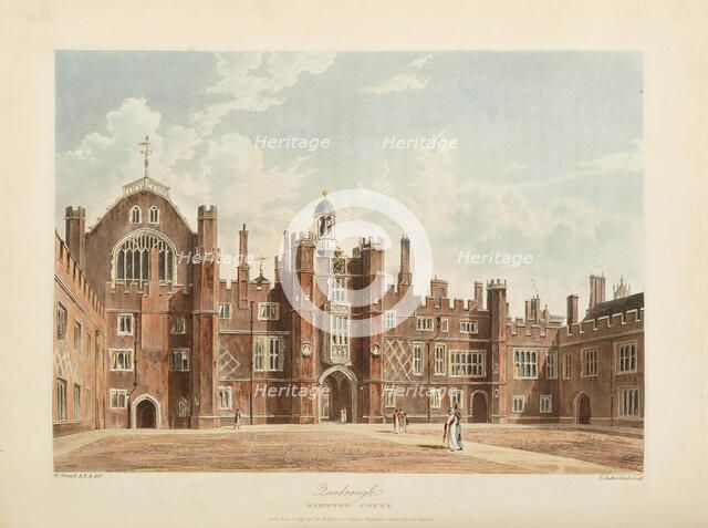 The Quadrangle, Hampton Court Palace, 1819. Creator: Westall, William (1781-1850).