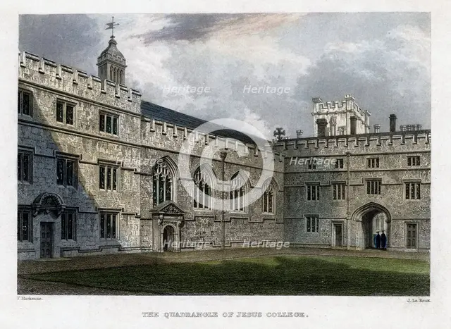 The Quadrangle of Jesus College, Oxford University, c1830s.Artist: John Le Keux