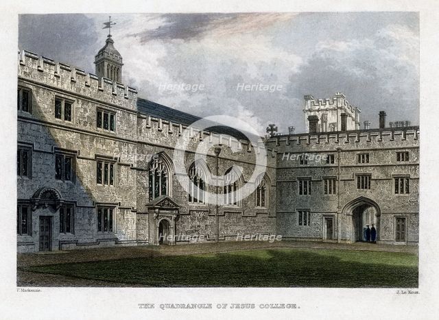 The Quadrangle of Jesus College, Oxford University, c1830s.Artist: John Le Keux