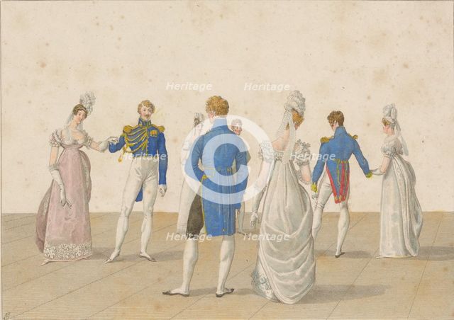 The Quadrille: A droite sur les côtés, 1820s.