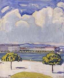 The Quai du Mont-Blanc in Geneva as Seen from the Jardin Anglais, c. 1910. Creator: Hodler, Ferdinand (1853-1918)