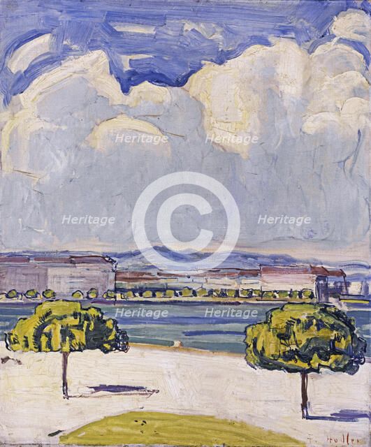 The Quai du Mont-Blanc in Geneva as Seen from the Jardin Anglais, c. 1910. Creator: Hodler, Ferdinand (1853-1918).
