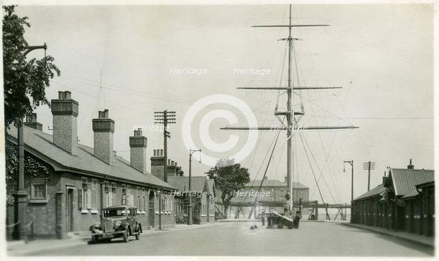 The quarterdeck, Royal Navy training establishment, Shotley, Suffolk, 1936. Artist: Unknown