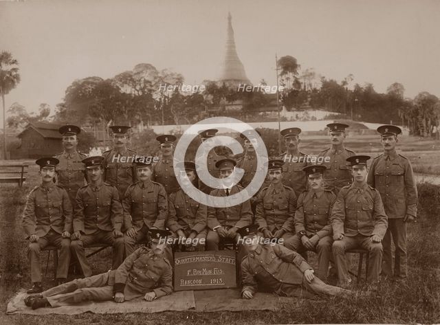 The Quartermaster's Staff of the 1st Royal Munster Fusiliers, Rangoon, Burma, 1913. Artist: Unknown