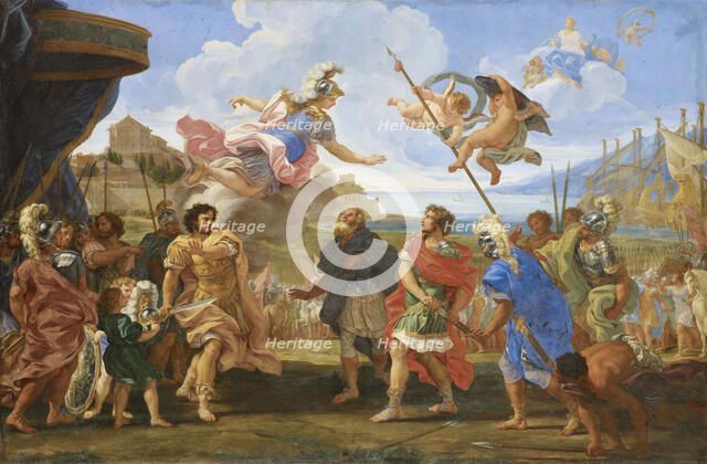 The quarrel between Agamemnon and Achilles, ca. 1695. Creator: Gaulli (Il Baciccio), Giovanni Battista (1639-1709).