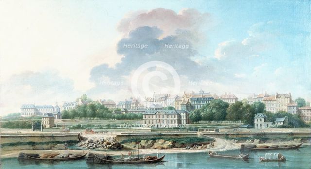 The Quay and Village of Passy, ??seen from the left bank, 1757. Creator: Nicolas Raguenet.