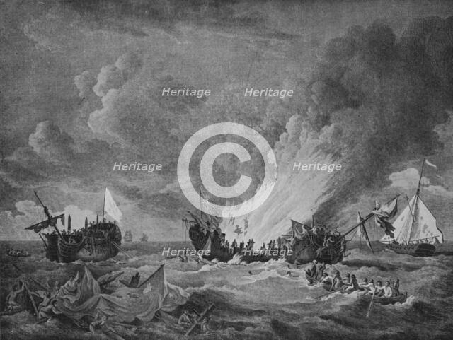 'The 'Quebec' and the 'Surveillante'', c1780. Artist: Richard Paton.