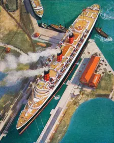 The Queen Mary at Southampton, 1938