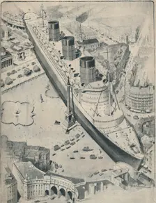 The Queen Mary In Relation To Trafalgar Square, London 1936