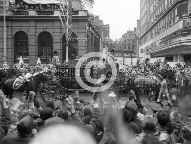 The Queen Mother in the Irish State Coach, London, 2 June 1953. Creator: Arthur Charles Kirby Ware.
