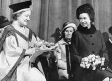 The Queen Mother receives a Degree in Music, Royal College of Music, London, 1973. Creator: Unknown