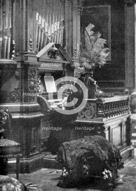 The Queen of Romania playing the organ, 1904. Artist: Unknown