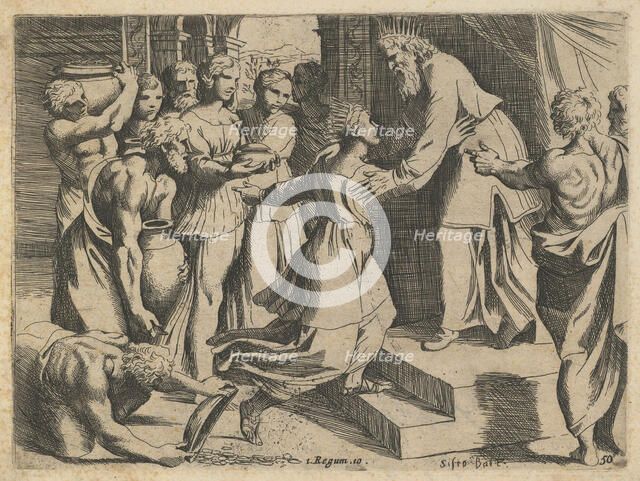 The Queen of Sheba Bringing Gifts to King Solomon. Artist: Rosa (Badalocchio), Sisto (1585-c. 1647)