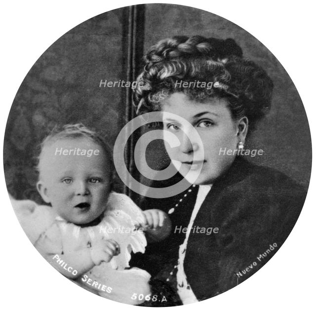 The Queen of Spain and the Prince of Asturia, 20th century. Artist: Unknown