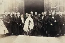 The "Queen of the Sandwich Islands" visiting Oxford, with Oxford dignitaries, 1866. Creator: Unknown