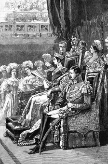 The Queen opening Parliament, 1846, (1900)