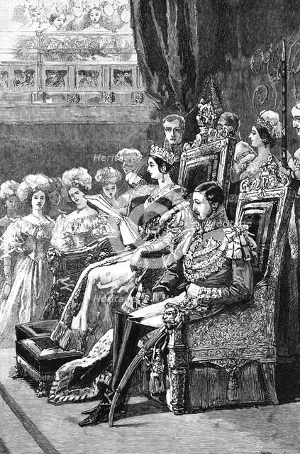 The Queen opening Parliament, 1846, (1900). Artist: Unknown