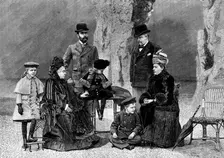 The Queen at Aix-Les-Bains: the Royal Family at the entrance of the Grotto, 1890. Creator: Unknown