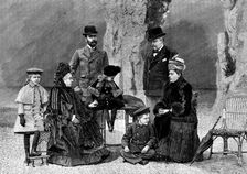 The Queen at Aix-Les-Bains: the Royal Family at the entrance of the Grotto, 1890. Creator: Unknown