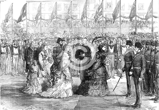 The Queen at Portsmouth inspecting the Naval Brigade of the Ashantee War, 1874. Creator: Unknown.