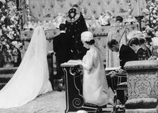 The Queen at the wedding of Princess Alexandra, Westminster Abbey, London, 1963