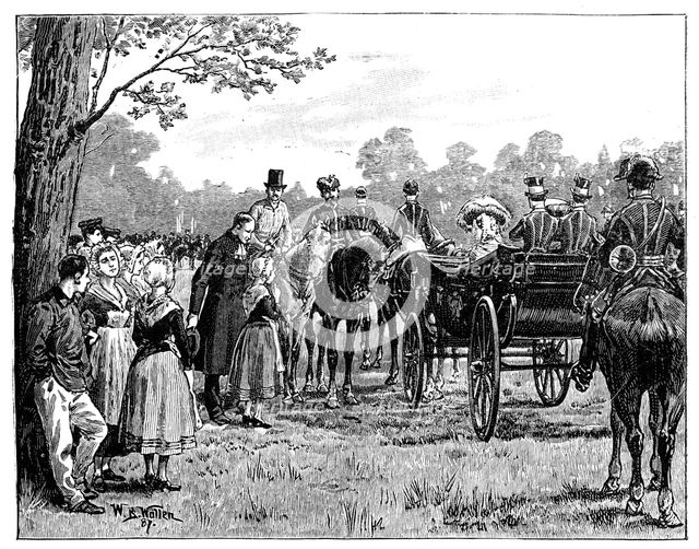 The Queen at the Fete in the Forest of St Germain, France, mid-late 19th century, (1887)Artist: William Barnes Wollen