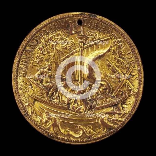 The Queen at the Helm of a Ship in Stormy Seas [reverse], 1615. Creator: Abraham Dupre.