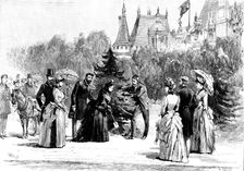The Queen at Waddesdon Manor: Her Majesty planting a tree, 1890. Creator: R. Taylor