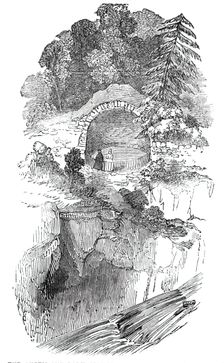 The Queen and Lady Glenlyon visiting the Falls of the Fender, 1844. Creator: Ebenezer Landells