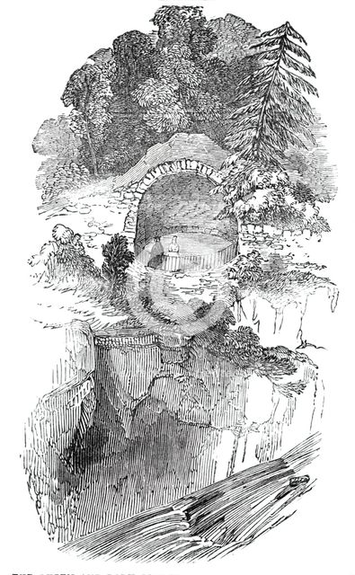 The Queen and Lady Glenlyon visiting the Falls of the Fender, 1844. Creator: Ebenezer Landells.