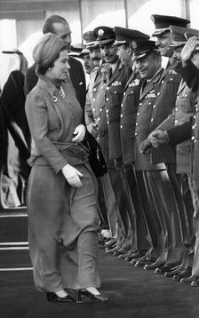 The Queen and Prince Philip arriving at Riyadh Airport, Saudi Arabia, 1979