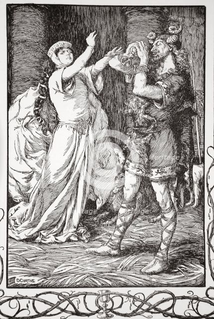'The Queen cried to him to forbear', 1905.  Creator: Dora Curtis.