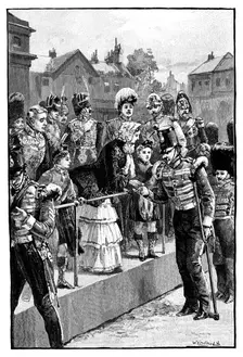 The Queen distributing the Crimea Medal, Horseguards Parade, London, c1850s, (1888)