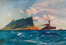 The Queen Elizabeth off Gibraltar c1918 (1919). Artist: Charles Dixon