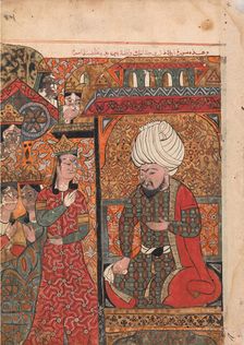 The Queen Ilar (Irakht) Before the King Warning him About the Brahmins (?), Folio..., 18th century. Creator: Unknown