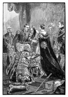 The Queen investing the Emperor of the French with the Order of the Garter, 1855, (1888)