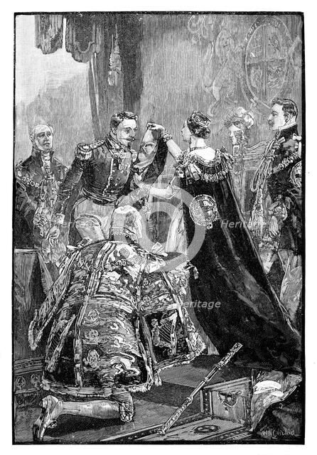 The Queen investing the Emperor of the French with the Order of the Garter, 1855, (1888). Artist: Unknown