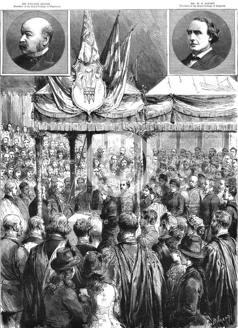 'The Queen laying the Foundation Stone of the New Medical Examination Hall on the Victoria Embankmen Creator: Durand.